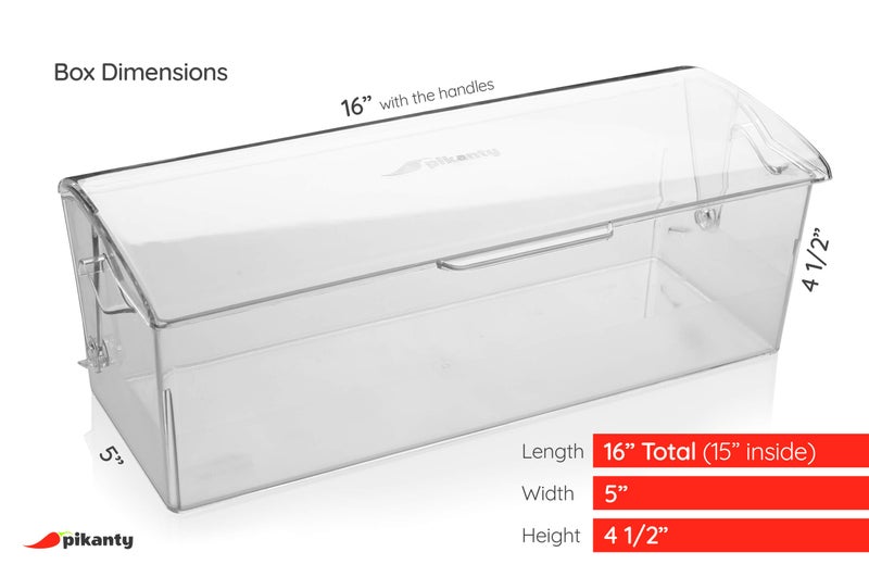 Pikanty Organization Storage Box | 16" Plastic Container with Hinged Lid | Kitchen, Pantry, Office Organizer | Dishwasher Safe | Made in USA - Image 2
